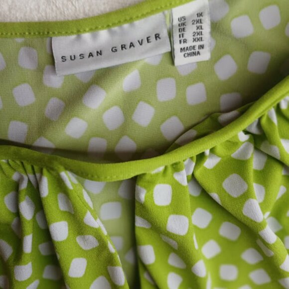 Susan Graver Liquid Knit Top with Flutter Sleeve & Jewelry Keyhole 1X - Picture 4 of 5